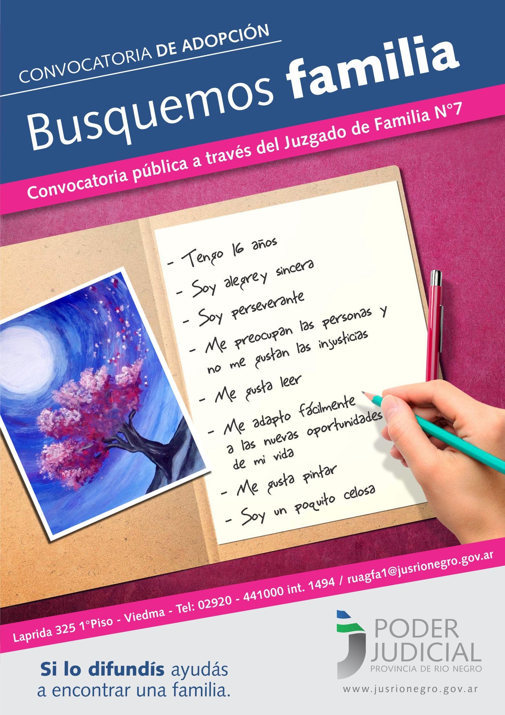 Amplian a todo el país la convocatoria pública para adoptar a una adolescente