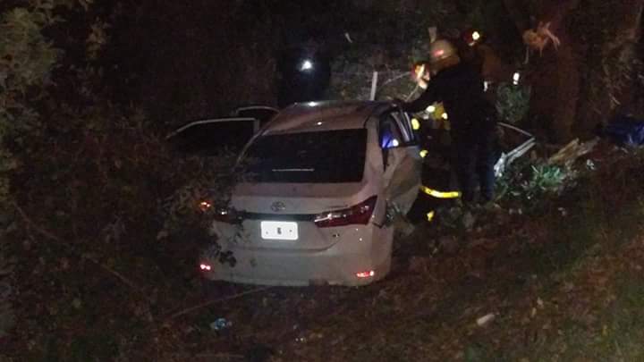 Volcó un auto en la Costanera de Patagones, las plantas salvaron la vida de los ocupantes