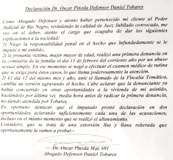 El juez negó las acusaciones en su contra