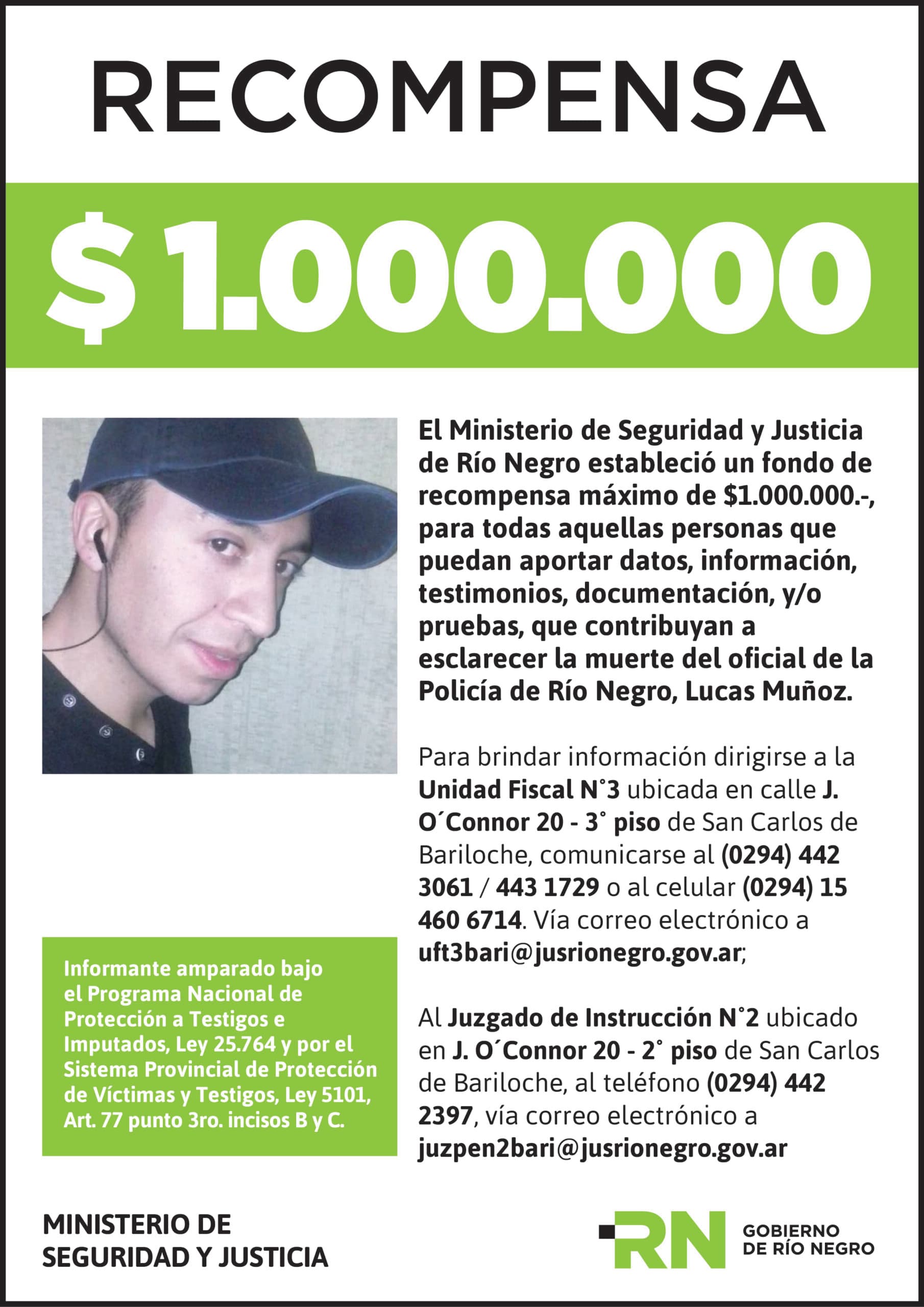 Sigue vigente la recompensa de $1.000.000 para quienes aporten datos por el crimen del policía