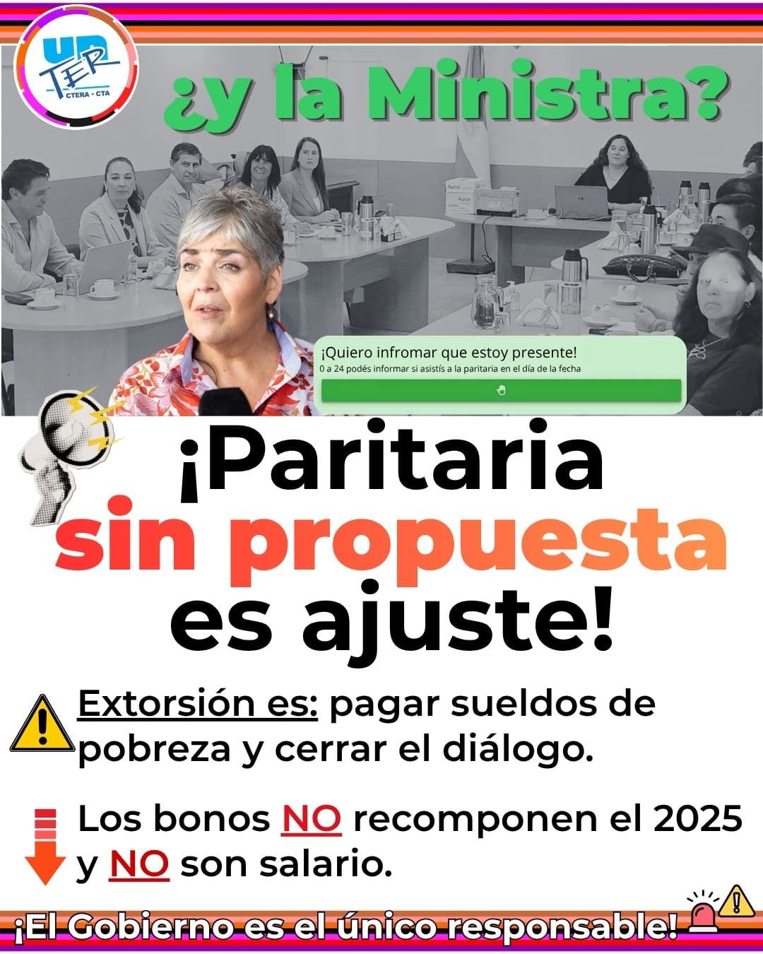«Sin propuesta hay conflicto. Lo decimos con claridad: extorsión es otra cosa».